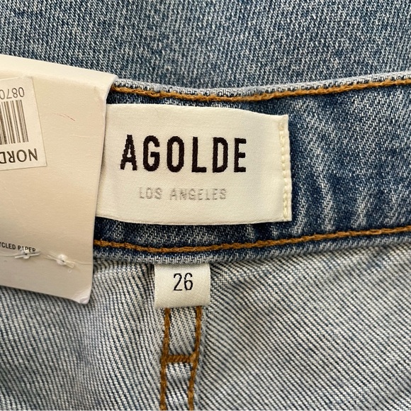 Agolde Riley High-Rise Distressed Straight Crop Jeans Stretch Button Fly NWT - Picture 14 of 16